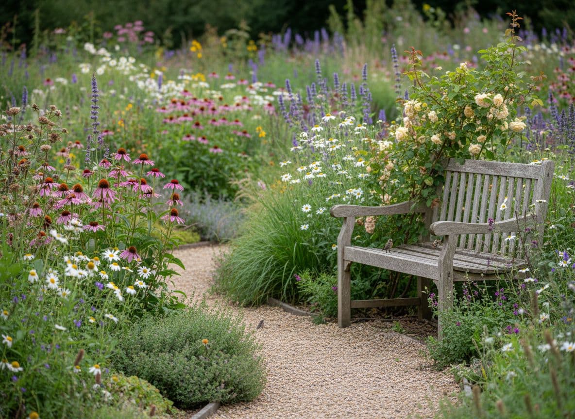 Naturnahe KI Gartengestaltung als Vergleich zu streng geplanten Gärten